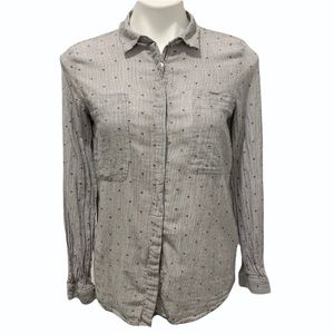 Zara Gray Pin Stripe Polka Dot Button Down Shirt - Size Small